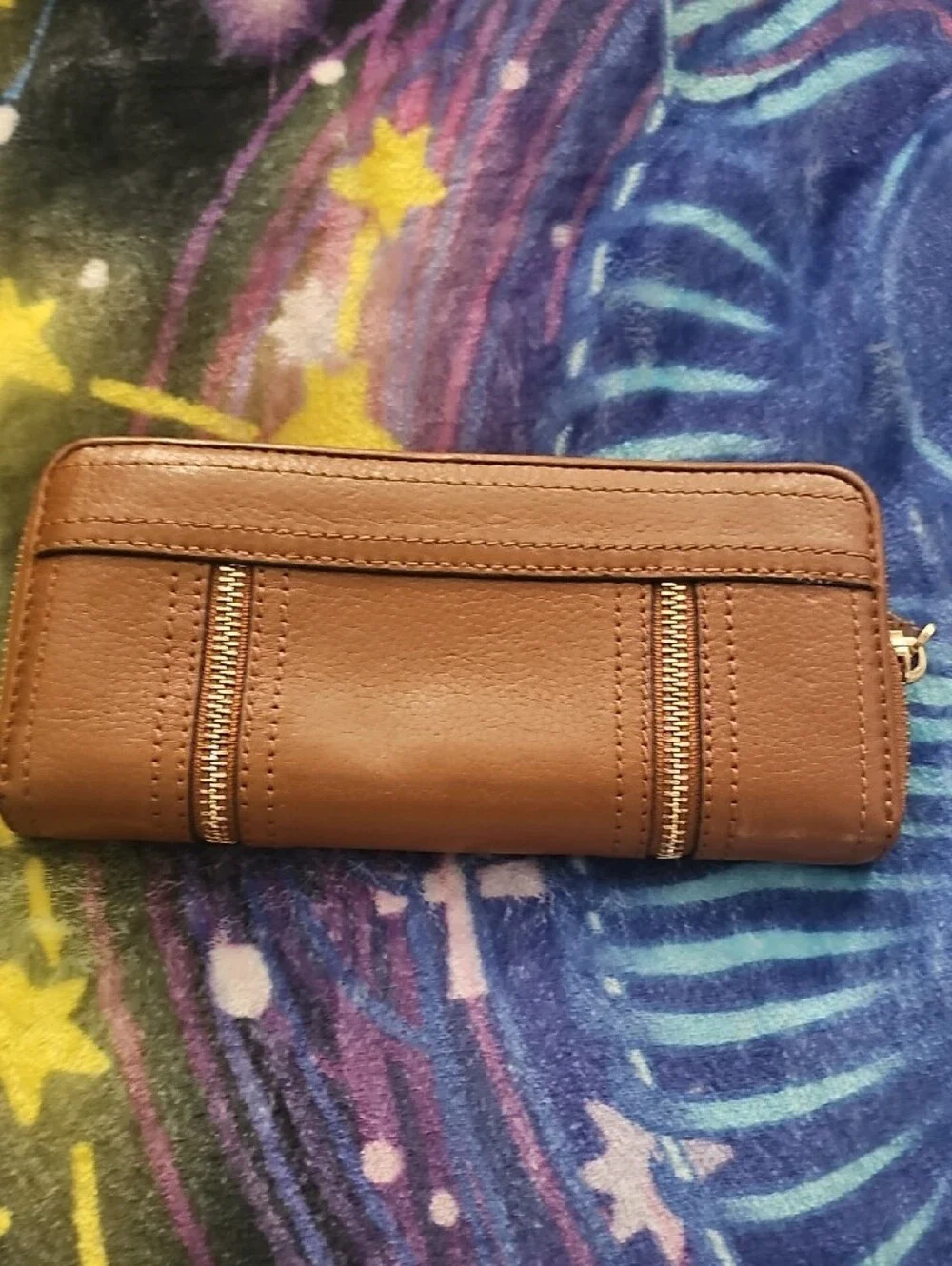 Michael Kors Chestnut Brown Leather Zip-Around Wallet with Gold Hardware